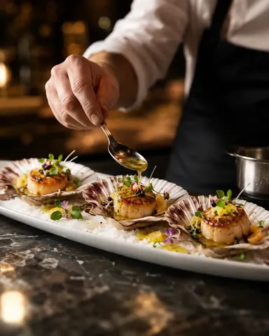 Scallops dinner food photography by CineGrow