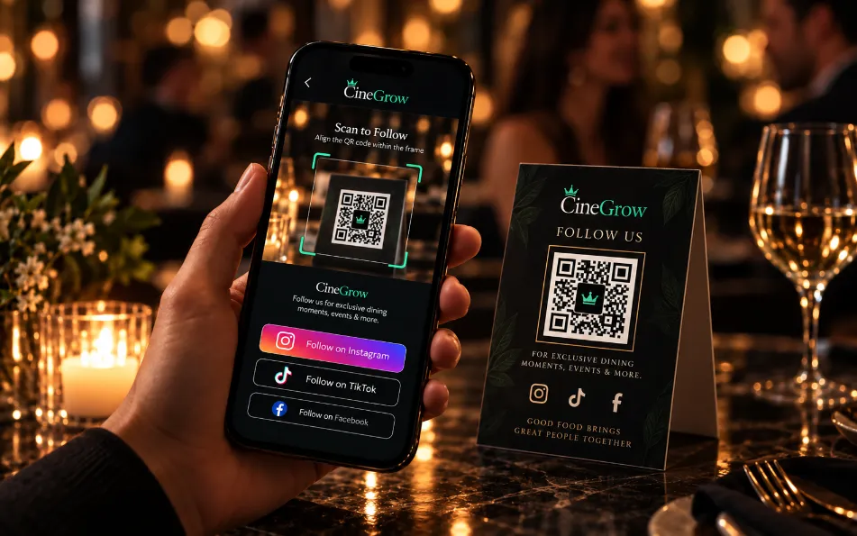 Scan & Follow in a restaurant audience growth campaign