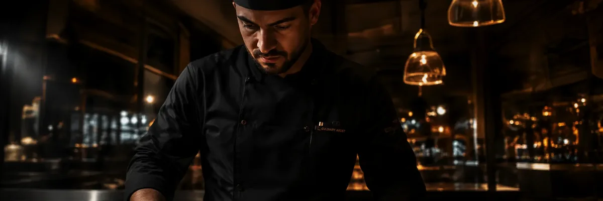 Chef preparing a dish in a restaurant kitchen